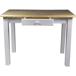 Magnetic Mobel Esstisch mit Schublade Küchentisch Tisch Restaurant Massiv Holz Kiefer (50x70, Lackiert Kiefer) - Ocker/Weiß