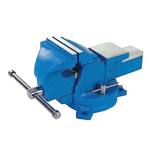 Schraubstock mit Schwenksockel 120 mm - Robuste Leistung für Werkstätten - Schraubstock mit Schwenksockel, gusseiserner Rahmen und gehärtete Stahlbacken. Ideal für hohen Schließdruck, verhindert Verziehen und sorgt für präzises Arbeiten. Spannweg: 125 mm.