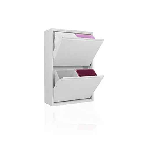 Betten-ABC Refina – platzsparender Mehrzweckschrank & Abfalleimer aus Metall - Haushaltszubehör: Vielseitiger Mehrzweckschrank aus pflegeleichtem Metall, ideal als Mülltrennsystem zur Förderung des Recyclings.