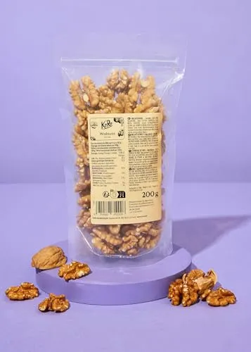 KoRo - Große extra helle Walnusskerne 200 g - Ohne Schale - Ohne Zusätze - Knackig - Naturbelassen - Als Snack, zum Kochen oder Backen