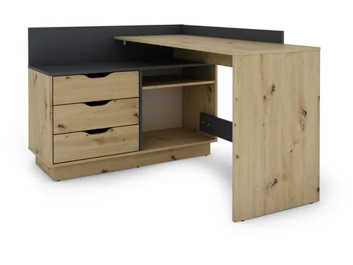 byLIVING Schreibtisch Belfast (Artisan Eiche / Anthrazit) - Kinderschreibtisch mit variabler Ecklösung, 3 geräumigen Schubkästen und offenen Fächern für optimalen Stauraum. FSC-zertifiziert und perfekt für kreative Lernumgebungen.