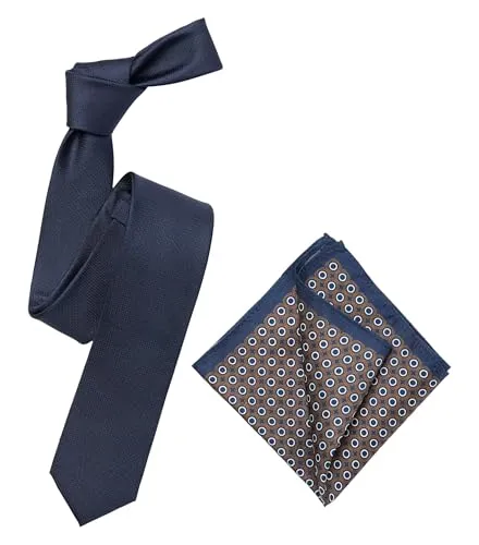 Venti Set aus Krawatte und Einstecktuch gemustert