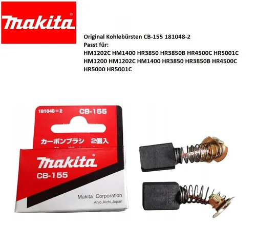 Makita Kohlebürsten CB-155 181048-2 HM1202C-HR3850B-HR5001C-HM1400-HR4500C