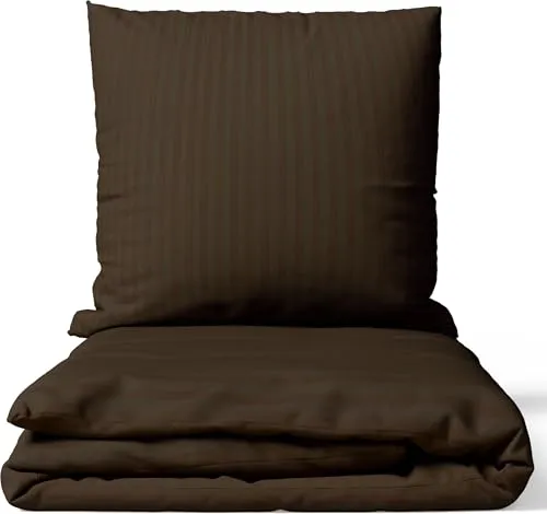 Leonado Vicenti Satin Bettwäsche 135x200 cm Braun | 100% Baumwolle Damast | 4-Jahreszeiten Set mit Kissenbezug 80x80 cm | Premium Qualität | Weich & Hautfreundlich | Mit Reißverschluss