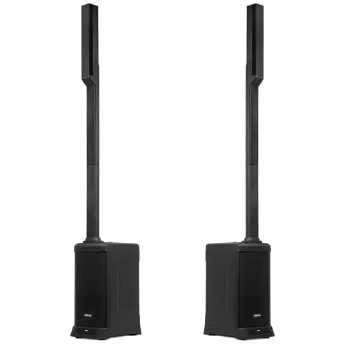 Vonyx VX820 PA Anlage Aktiv, 2er Set – 400W Line Array Säulenlautsprecher, 8 Zoll Subwoofer Aktiv, Bluetooth 5.0, DSP, 4-Kanal-Mixer, DJ Anlage Komplett Set, PA Lautsprecher, Breitbandlautsprecher