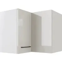 Flex Well Eckhängeschrank Lund - Lichtgrau glänzend - Badezimmerschrank mit platzsparender Eckbauweise und verstellbarem Einlegeboden für optimalen Stauraum. Reversibler Anschlag für flexible Türmontage.