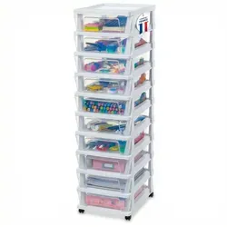 Iris Ohyama Rollcontainer mit 10 Schubladen, BPA-frei, Weiß