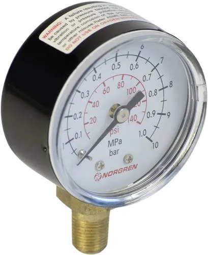IMI NORGREN Manometer 18-013-013 - Elektrische Messgeräte – Präzises Manometer mit Rückseitenanschluss, für Druckbereiche von 0 bis 10 bar und Temperaturen von -20 bis +60 °C, ideal für vielseitige Anwendungen in der Pneumatik.