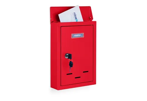 relaxdays Briefkasten mit Namensschild, rot in rot von Relaxdays