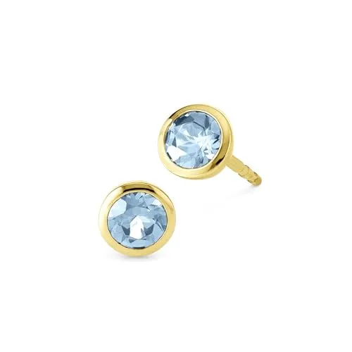 Orolino Ohrstecker aus 585/- Gelbgold mit 2 Blautopasen Sky Blue - Elegante Ohrstecker aus 14 Karat Gelbgold mit funkelnden Blautopasen, perfekte Wahl für Damen, ideal für besondere Anlässe oder den Alltag.