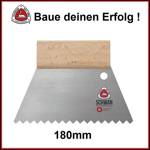 SCHWAN Kleber Zahnspachtel Breite: 18 cm Stahlblatt Holzrücken Trapezform B2