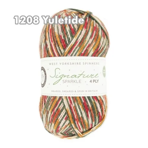 WEST YORKSHIRE WOLLE SIGNATURE 4ply SPARKLE YULETIDE 100 g CHRISTMAS COLLECTION