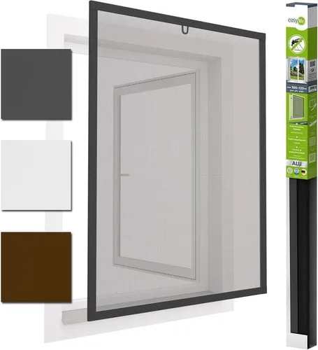 easylife Insektenschutz Fenster easyLINE2 - Insektenschutzrahmen mit individuell kürzbarem Alurahmen, ideal für Fenster bis 130 x 150 cm. Einfach zu montieren ohne Bohren, schützt zuverlässig vor Insekten und ist ideal für Mietwohnungen.