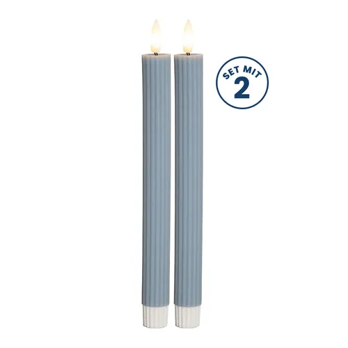 Star Trading LED Stabkerze Flamme Stripe 2er-Set in blau von Star Trading