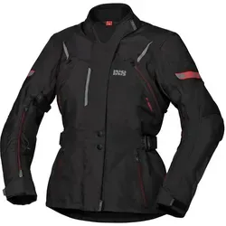 iXS Liz-ST Textiljacke Damen schwarz/rot M - Motorradjacke für Damen, wasserdicht und atmungsaktiv. Aus 450D Polyester mit höhenverstellbaren Protektoren für Sicherheit und Komfort.