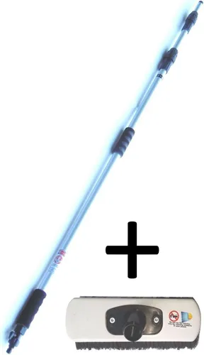 Teleskop-Rohr 4m Solar Glas waschen putzen Kombi Bürste mit Kombi Borste