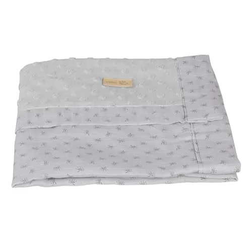 roba Babydecke Lil Planet 80 x 80 cm - für Mädchen & Jungen - Bio Baumwolle - Terry Dots Punkte Motiv - GOTS zertifiziert - Grau
