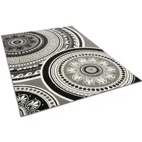 Pergamon Teppich Trendline Mandala Schwarz 120x170cm - Weicher Velours Teppich in modernem Mandala-Design. Pflegeleicht und fleckenresistent, ideal für jeden Raum. Hochwertige Verarbeitung zum besten Preis!