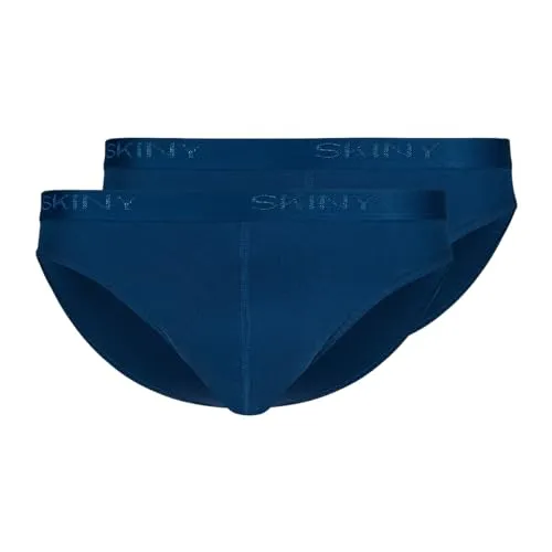 Skiny Herren Cotton Rib Slip, Navy (080694), L (2er Pack) - Herren-Slips im Doppelpack aus langlebiger Baumwolle, zeitloses Design mit SKINY-Logo und optimalem Tragekomfort, Made in Europe.