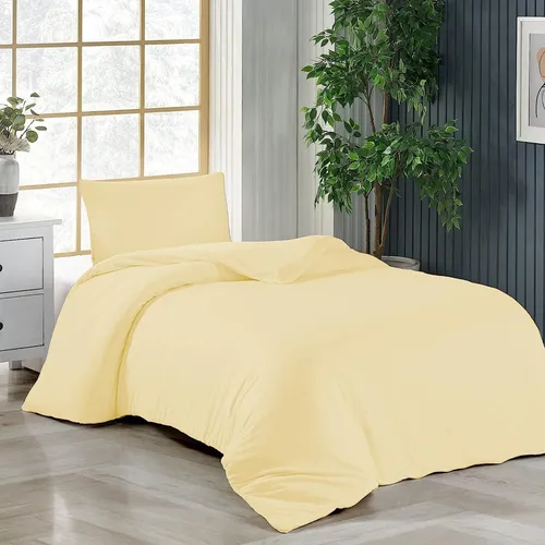 Bettwäsche 140x200 + 80x80 cm Gelb Bettbezug Baumwolle, 2-teilig