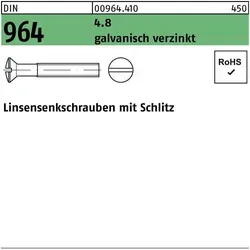Linsensenkschraube Din 964 Schlitz M 3 X 35 4.8 Galvanisch Verzinkt