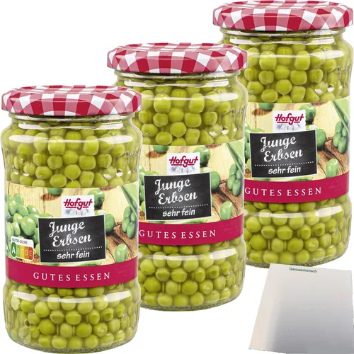 Hofgut Junge Erbsen sehr fein 3er Pack 3x370ml Glas usy Block