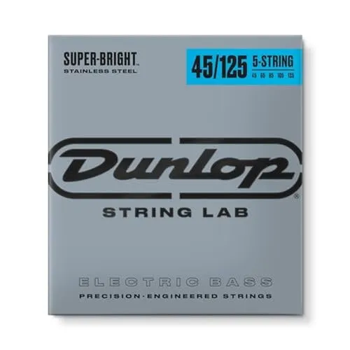 Jim Dunlop DBSBS45125 Md-5/St Saiten für Bass, sehr hell, Stahl, 5-teiliger Saitensatz