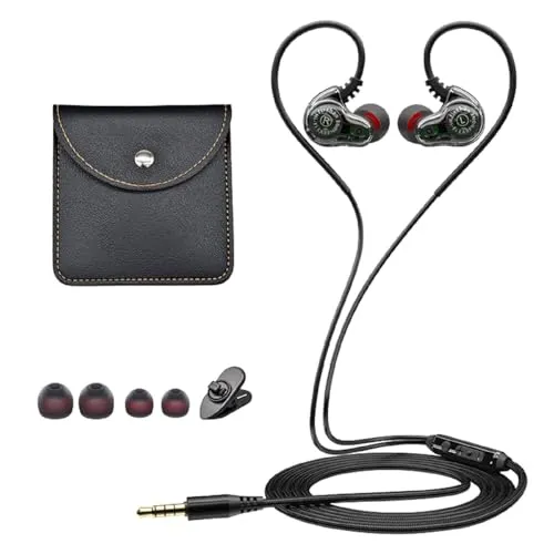 Holiper Dual-Treiber Kopfhörer mit Kabel, 3,5mm Klinke Kabelgebunden Ohrhörer mit Ohrbügel, Sportkopfhörer mit Bügel, 1,2m Kabel in Ear Wired Headphones with Extra Bass Music Earphones für Handy Sport