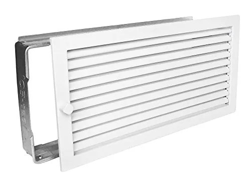 Warmluftgitter WG 4523 W Weiss 450 x 230 mm mit Einbaurahmen - Kategorie: Abzüge, Gitter & Belüftungen – Hochwertiges Stahlblech, pulverbeschichtet, mit regulierbaren Lamellen für optimale Luftzirkulation und Temperaturbeständigkeit.