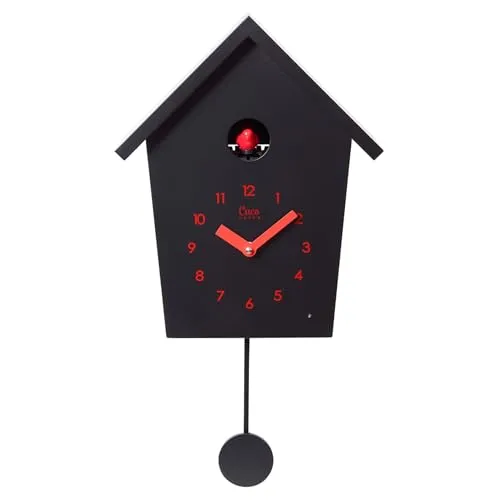 Cuco Clock Kuckucksuhr REIHENHAUS mit Pendeluhr - Moderne Schwarzwalduhr in stilvollem Design, mit Nachtruhefunktion und Vogelgezwitscher für ein harmonisches Wohnambiente.