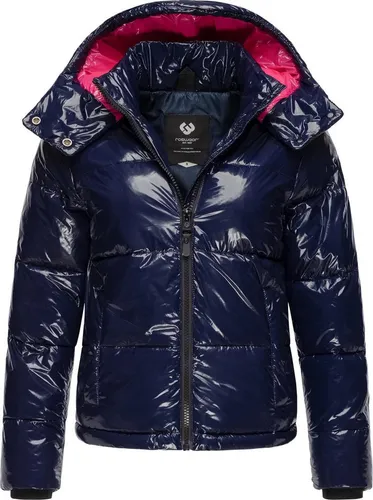 RAGWEAR Roobie Damen Steppjacke - Funktionsjacke in glänzendem Design, wasserabweisend und winddicht, perfekt für stilbewusste Frauen im Winter. Hüftlange Passform mit abnehmbarer Kapuze und praktischen Reißverschlusstaschen.
