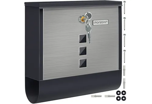 monzana Wandbriefkasten Schwarz-Silber von Monzana