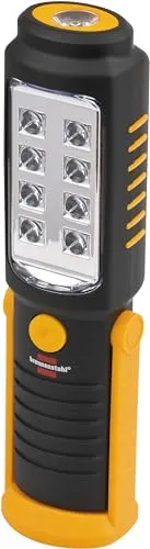 Brennenstuhl Arbeitsleuchte HL DB 81 M1H1 LED - Taschenlampen mit 250 Lumen Hauptlicht und 100 Lumen am Leuchtenkopf, ideal für freihändiges Arbeiten dank klappbarem Fuß, Magnet und drehbarem Haken. Lange Leuchtdauer bis zu 10 Stunden.