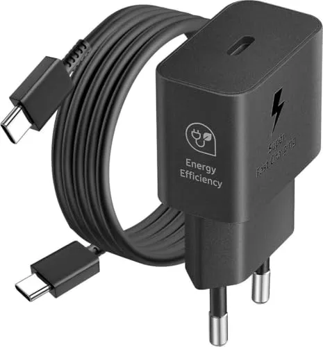 Schnellladegerät für Original Samsung 25W EP-T2510 + USB-C/C Kabel schwarz