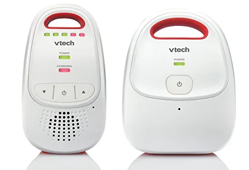VTech Baby BM1000 Digital Audio Baby Monitor, weiß/rot - Audio-Babyphone mit 300m Reichweite, DECT-Technologie für sichere Übertragung und Klangqualität. Einfache Plug & Play Einrichtung, visuelle Tonanzeige und Tonalarmierungen für Ihre Sicherheit.