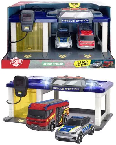 Dickie Toys Einsatzfahrzeug Modell Rescue Station - Spielzeug-Auto für Kinder ab 18 Jahren, ideal für kreative Rollenspiele und Abenteuer