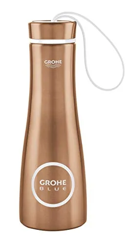 Grohe 40848DL0 Blue Thermo-Trinkflasche - Thermosflasche aus Edelstahl mit GROHE Blue Dekor, doppelwandig für optimale Temperaturhaltung, Volumen 450 ml – ideal für unterwegs.
