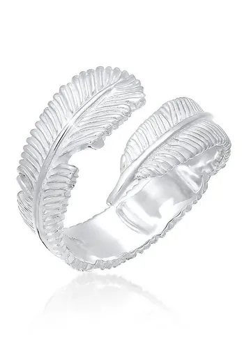 Elli Fingerring Offen mit Feder Design 925 Silber von Elli