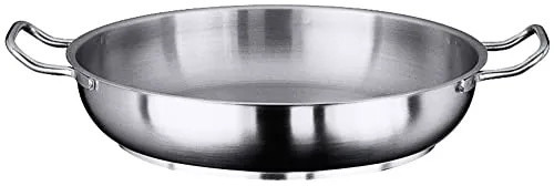 Contacto Bratpfanne / Paellapfanne 24 cm - Edelstahl Bratpfanne / Paellapfanne, induktionsgeeignet und mit 7 mm Sandwichboden für gleichmäßige Wärmeverteilung, ideal für perfekte Bratergebnisse.