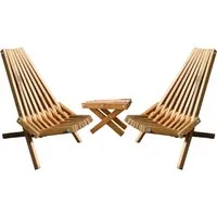Produktbild holz4home Skandinavische Gartenmöbel Set mit 2 Liegestühlen und 1 Tisch