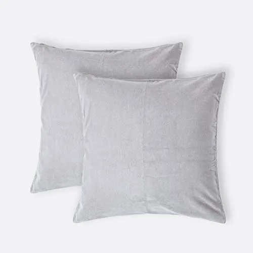 Homescapes Samt-Kissenhülle 2er-Set Grau, 40 x 40 cm - Elegante graue Samt-Kissenhülle aus reiner Baumwolle, ideal zur stilvollen Dekoration Ihres Wohnraums. Erhältlich in 3 Größen, passend für jedes Sofa oder Bett.