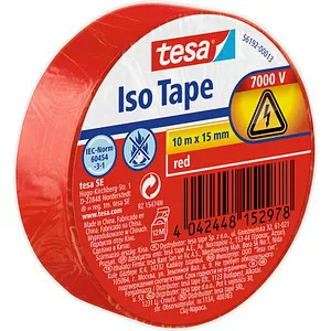 tesa Iso Tape Isolierband rot 15,0 mm x 10,0 m 1 Rolle von tesa