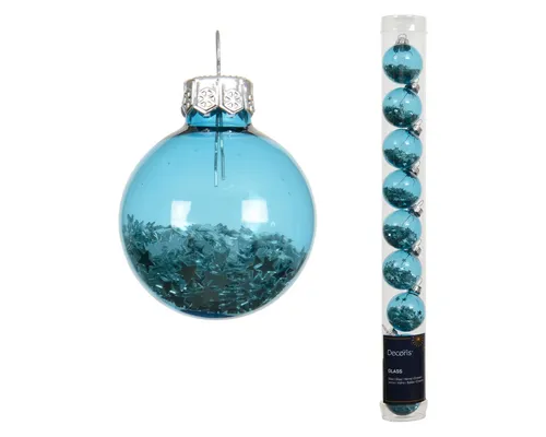 Kaemingk Weihnachtsbaumkugel, Weihnachtskugeln Glas 3cm mit Sternfüllung 9 Stk Folkloreblau