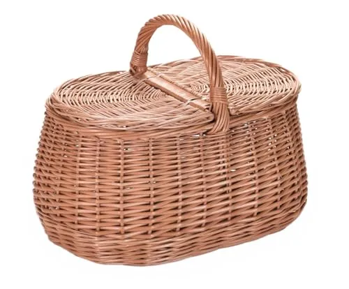 Wiklinowy Świat - Weidenkorb Picknickkorb - Kaminholzkorb, Kartoffelkorb, Obstkorb, Füllkorb Kiepe Gartenkorb, Henkelkorb Weidengeflecht für Einkauf, in Naturfarbe - II, keine Einlage