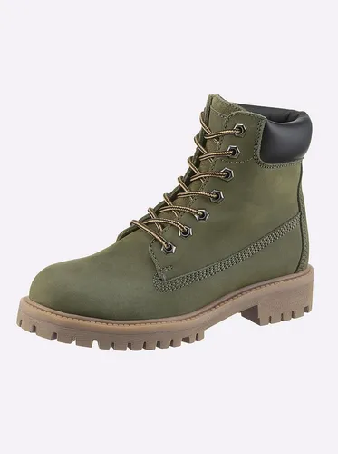 Schnürstiefelette HEINE, Damen, Gr. 39, grün (khaki) von Heine
