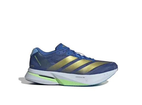 adidas Adizero Boston 13 M Herren Laufschuh Blau Gold 46 EU - Leichter Laufschuh in Blau und Gold, Größe 46 EU, ideal für sportliche Aktivitäten und optimale Dämpfung beim Laufen.