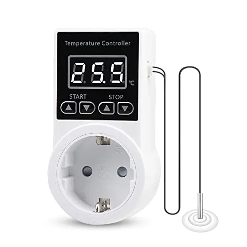 Thermostat Steckdosen Digital Temperaturregler: Heizungsthermostat mit NTC-Sonde für Heizung Heizgeräte, Digital Thermostat Steckdose für Gewächshaus, Aquarium Heizung Kühlen (1)