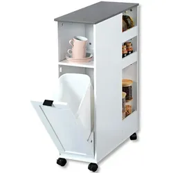 Kesper Nischenregal 24850-13 - Nischenregal in Weiß mit Lenkrollen, ideal für platzsparende Aufbewahrung und Servieren