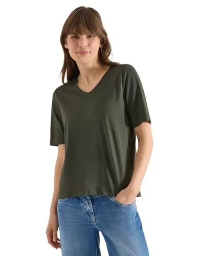 Damen Basic T-Shirt mit Kurzarm und V-Neck