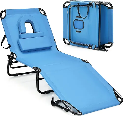 GOPLUS Klappbare Sonnenliege mit Gesichtsloch von Goplus